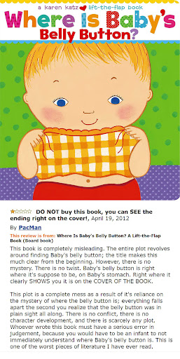 A funny Amazon review of the children’s book called Where is Baby’s Belly Button? by Karen Katz.