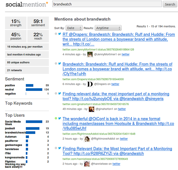social mention social media monitoring platform