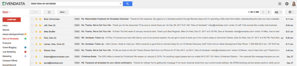 Vendasta's email marketing efforts