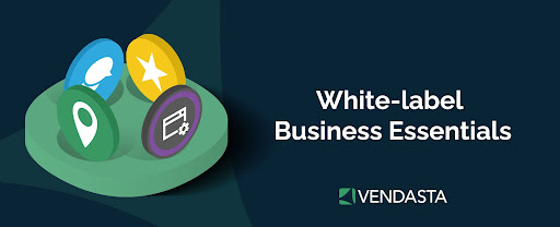 Reselling business ideas 4. A banner with some of Vendasta’s owned and operated product logos and the words “white-label business essentials.”
