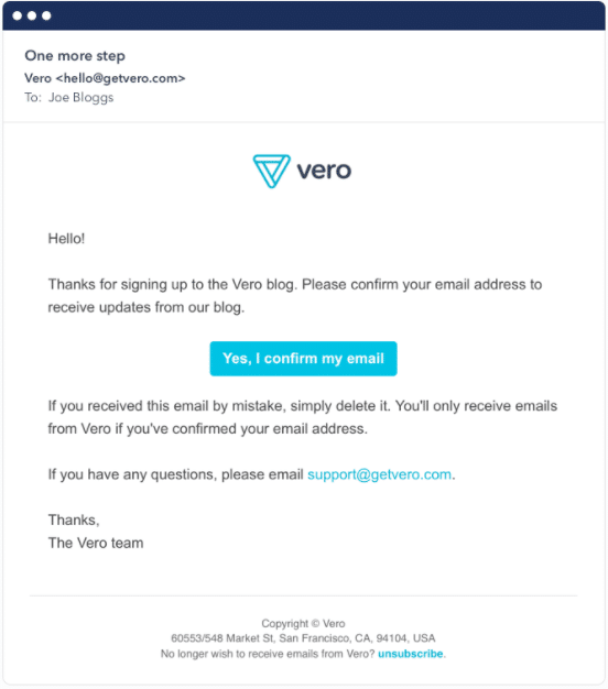 Vero-Double-Opt-In-email-campaign