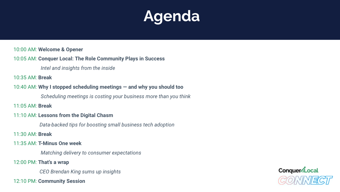 virtual event agenda