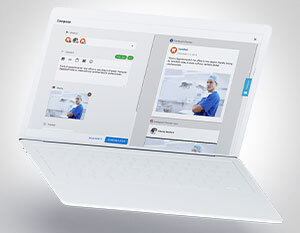 Image of a laptop with white-label social media management software on the screen.