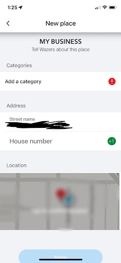 Waze app when adding more Waze business details.