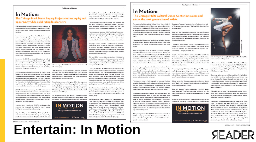 The Reader’s print layout of its “In Motion” branded content marketing campaign