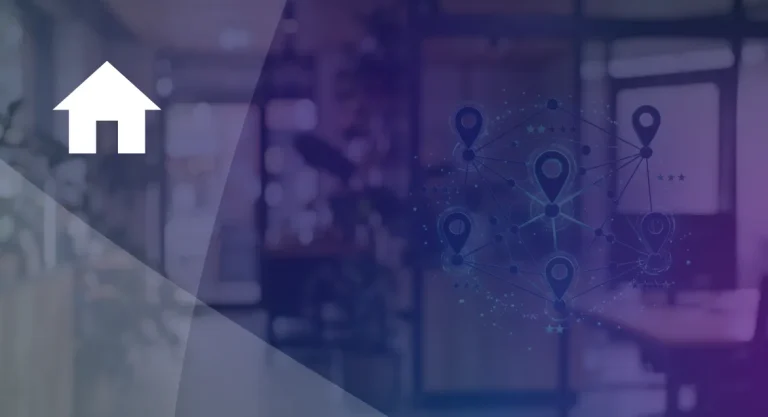 Managing Reviews Across Every Location A Multi-Location Reputation Strategy Network of connected location pins with star ratings over a blurred storefront, representing reputation management across multiple locations