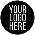 Your logo here text in black circle
