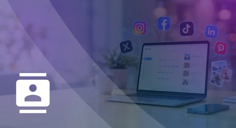 20 Social Media Management Services to Boost Client Satisfaction Social media management services for agencies: a laptop running a social media dashboard connected to Instagram, Facebook, TikTok, LinkedIn, Pinterest, and X