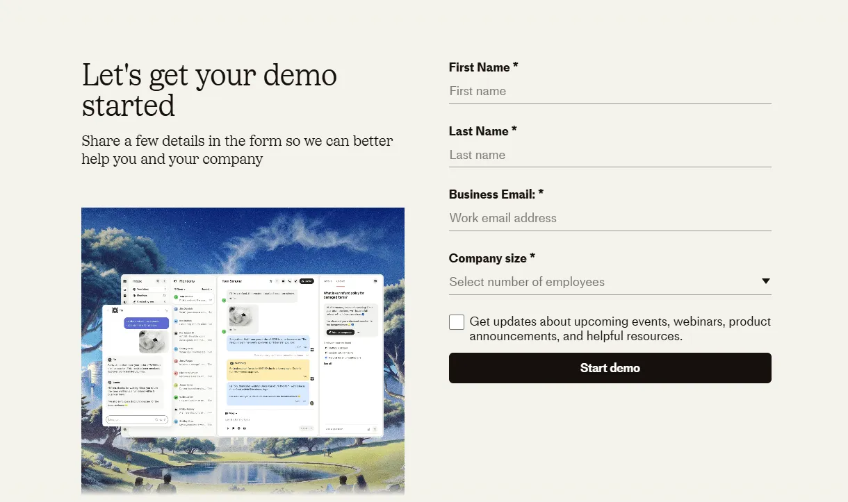 Lead generation forms: intercom