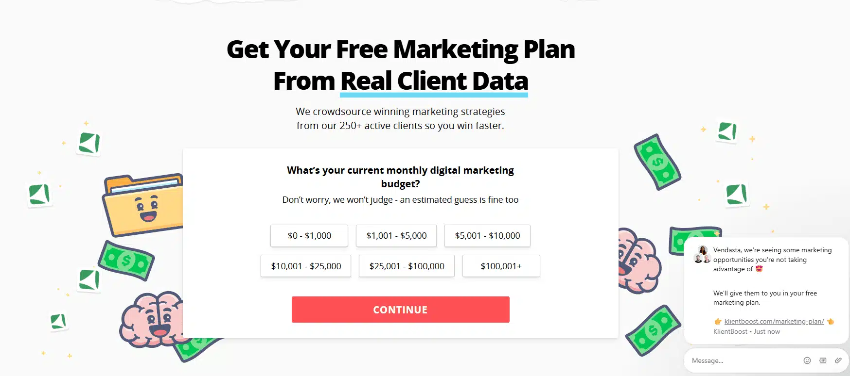 Lead generation forms: klientboost