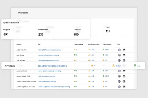 Website Pro admin dashboard