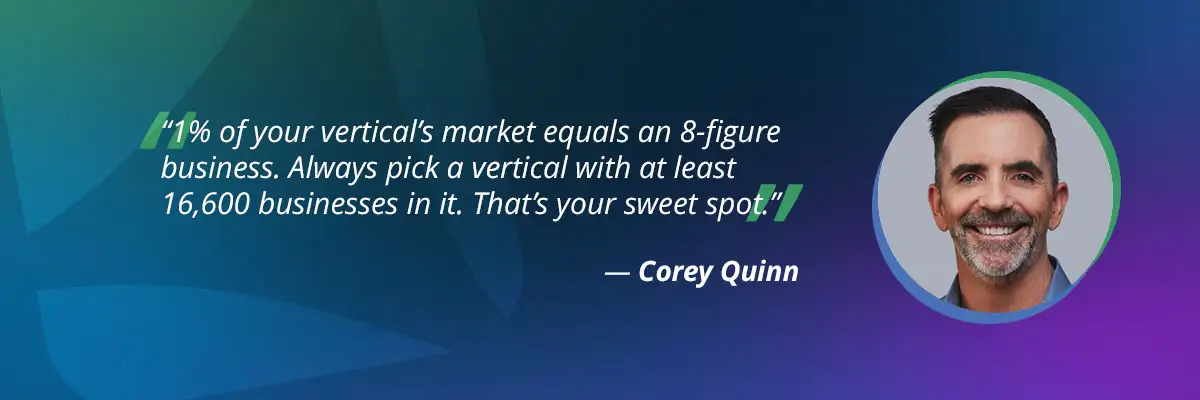 Agency specialization quote by Corey Quinn on the vertical market
