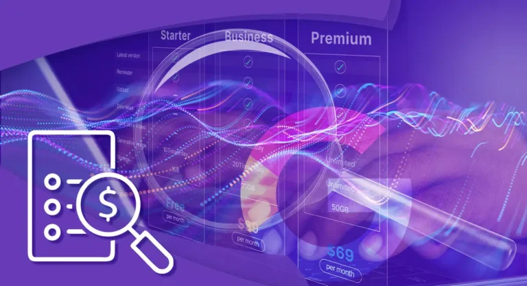 Illustration showing AI price checking and competitive pricing analysis for businesses.