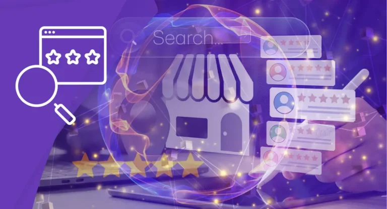 AI reputation management dashboard analyzing Google reviews and star ratings for local businesses.