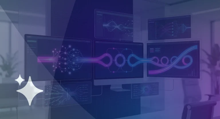 ai-customer-engagement-vendasta-cover AI customer engagement platform visualizing data flowing across connected screens and workflows