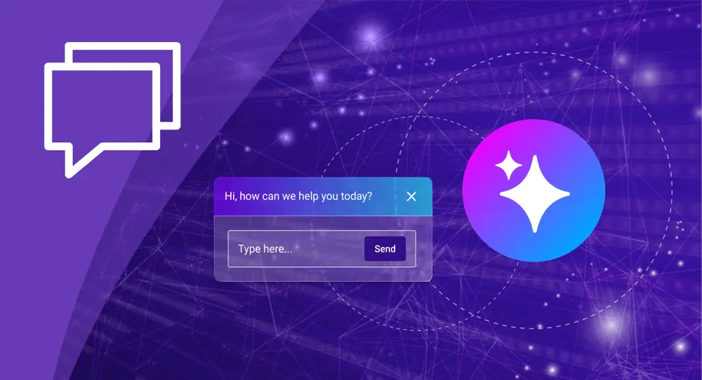 Abstract digital connectivity graphic representing the infrastructure behind a modern AI solution.