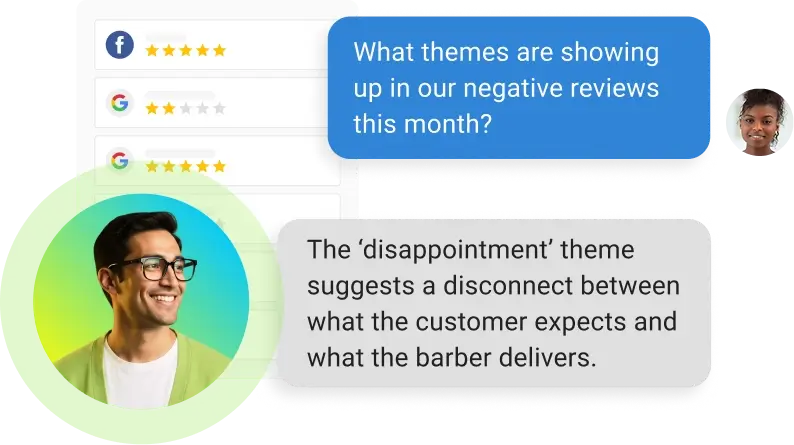 AI data analyst agent identifying business service gaps by performing sentiment analysis on customer reviews.