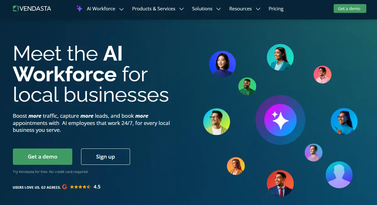 ai-digital-workers-ai-employees-vendasta Visual representation of AI digital workers supporting multiple roles across business functions.