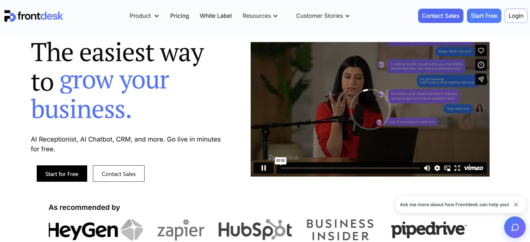 Frontdesk home page.
