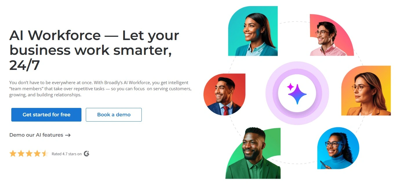 home-service-franchise-marketing-strategy-broadly-ai-workforce-vendasta AI-driven team supporting local business growth through a scalable home service franchise marketing strategy.