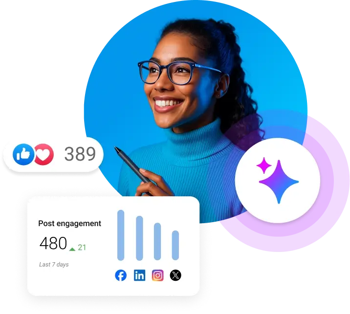 ai-content-optimization-for-small-businesses-vendasta-ai-social-media-manager AI content optimization for small businesses supports social media publishing and engagement tracking.