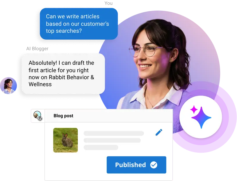 AI blogger helping businesses create and publish search-focused content for digital marketing