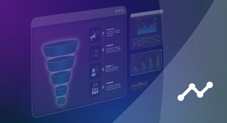 how-to-find-clients-digital-marketing-vendasta-coverimage Digital marketing funnel graphic illustrating how to find clients for digital marketing, from lead capture to conversion, with performance charts and analytics data