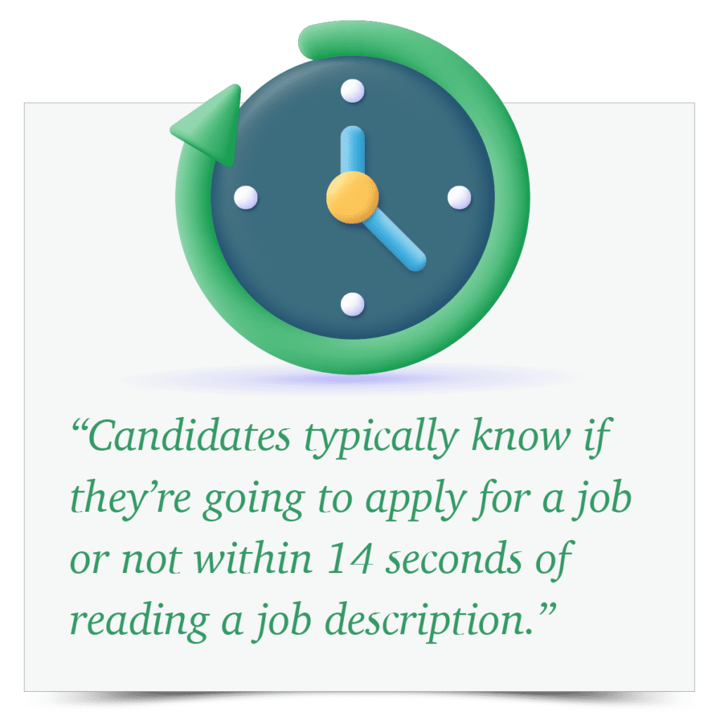 Candidates typically know if they're going to apply for a job or not within 14 seconds of reading a job descriptions - Cover image