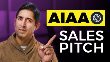 Man pointing with "AIAA SALES PITCH" text.