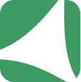 Green triangular logo with abstract design.