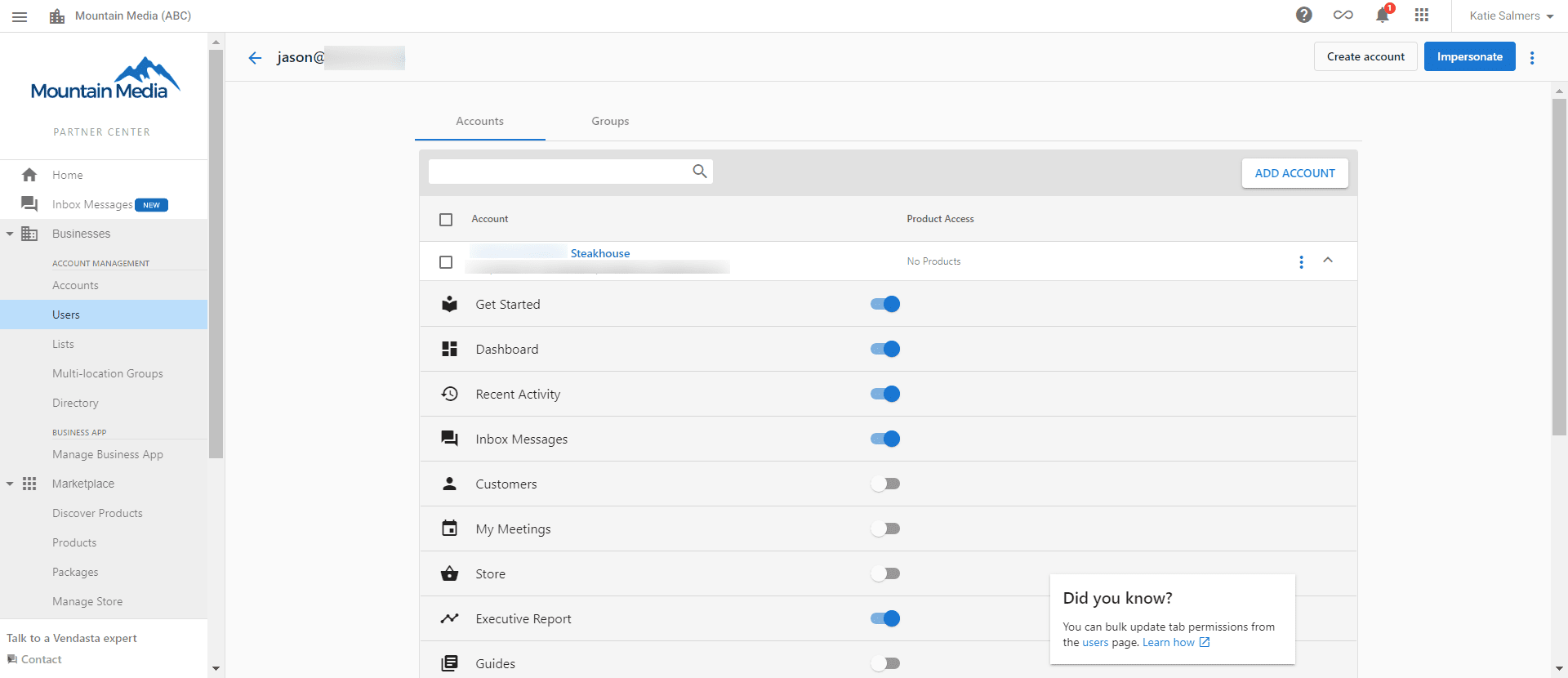 Check user permissions