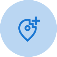 location icon and plus sign