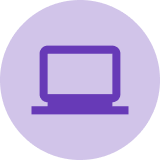 Group 50709@2x Purple laptop icon on a light purple background.