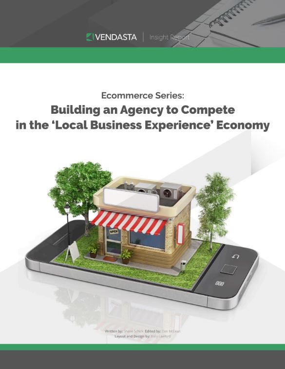 A 3D local business storefront popping out of a smartphone.