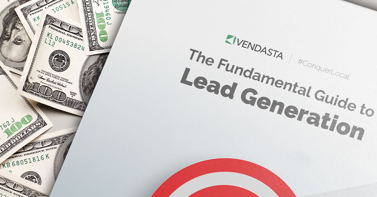 Vendasta’s “Fundamental guide to lead generation” depicted as a booklet