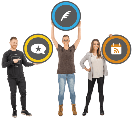 marketing services people with icons