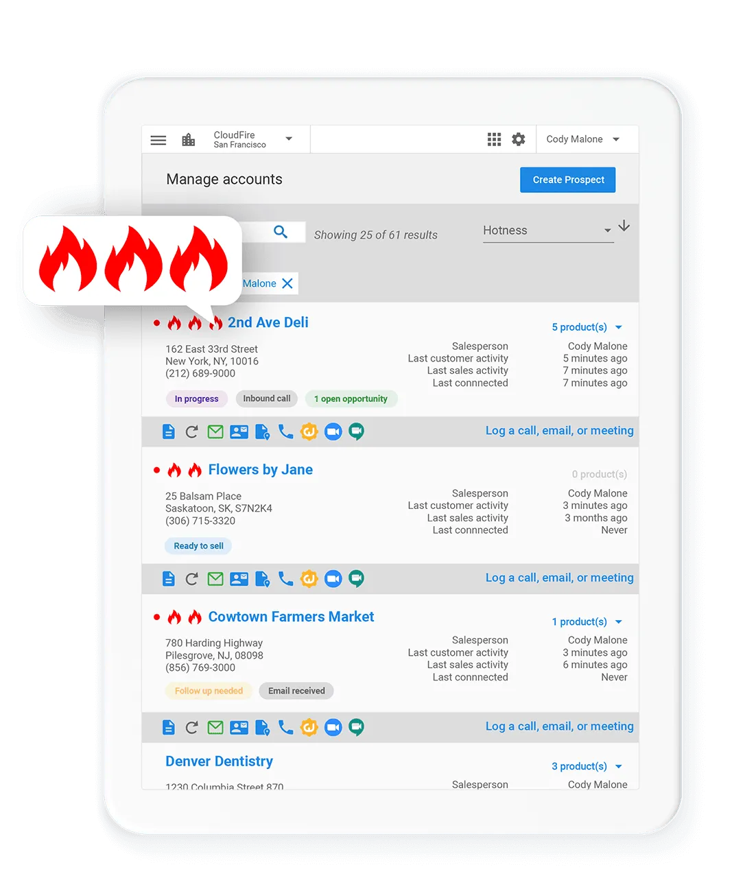 Manage contacts in one location