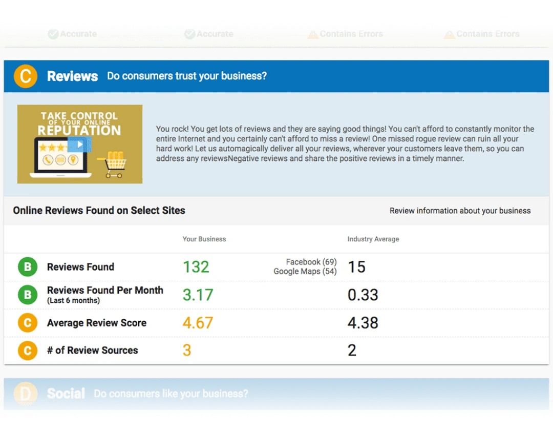Snapshot Reviews Section