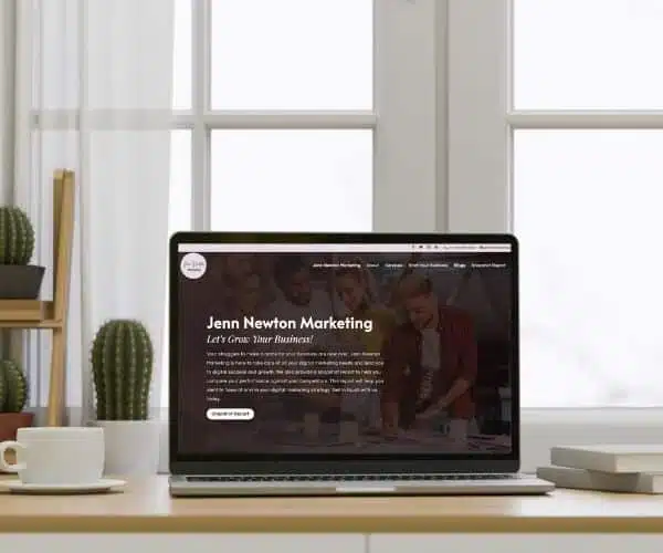 jenn newton marketing website on a laptop