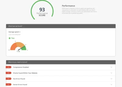 Performance score showing 93%