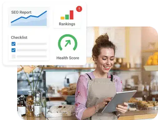 small business owner reviewing local listing performance