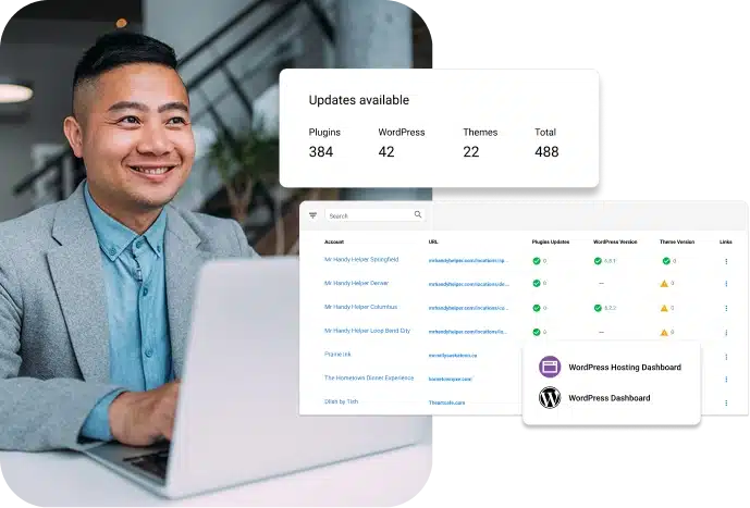 Business owner using Vendasta managed WordPress Hosting