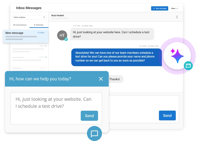 Web chat syncs with Conversations AI in the Vendasta Platform and Business App