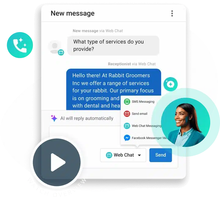 AI Receptionist answering questions through different channels