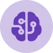 Brain graphic with circuit patterns on a purple background.