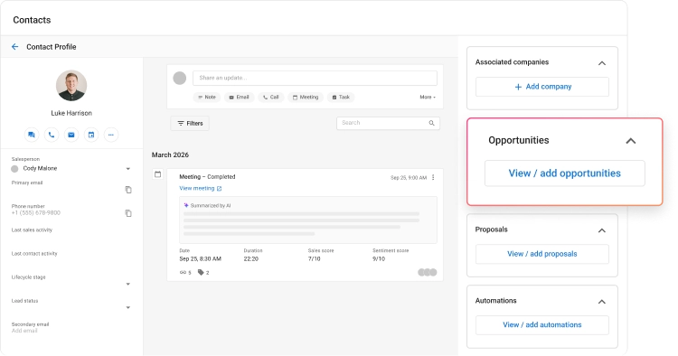 contacts profile dashboard example