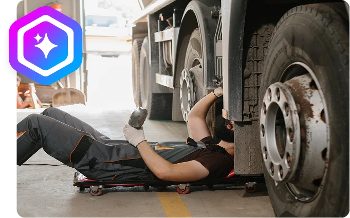 person working on a truck