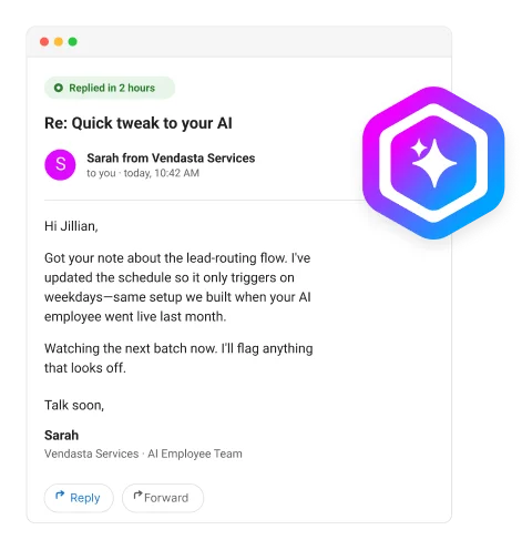 example message from an ai employee