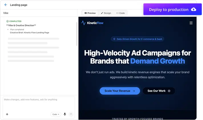production ready builds with vendasta vibe example