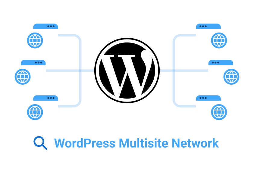 wordpress multisite network around WordPress logo graphic